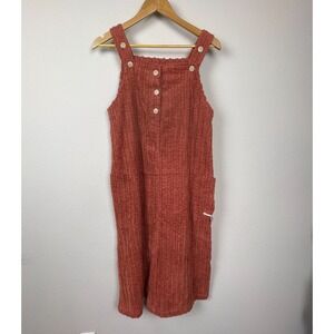 Vintage 70s Corduroy Pinafore Dress‎ Rust Orange Cottagecore Retro Fall